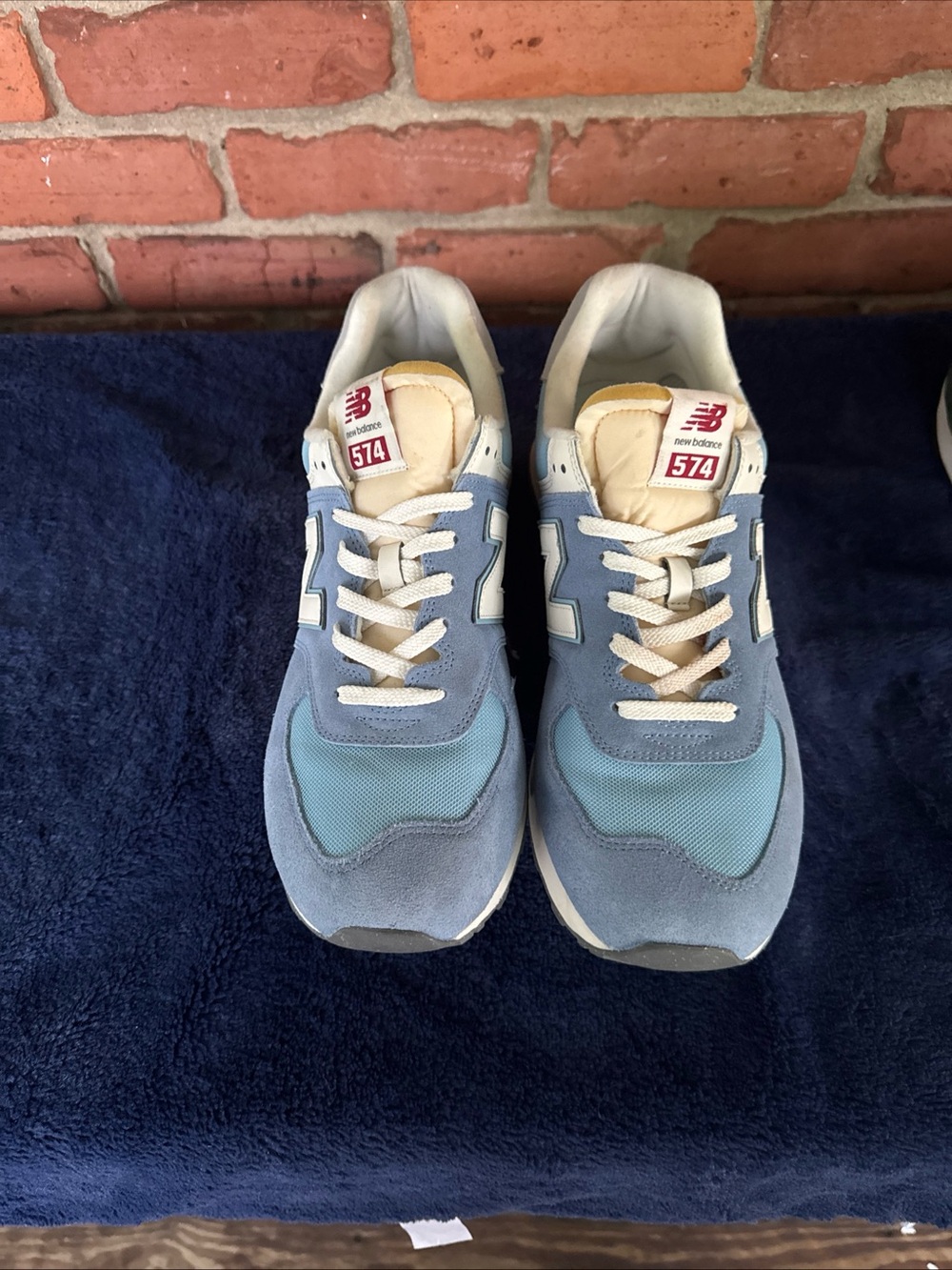 New Balance 574 Light Blue Suede & Mesh Sneakers - Picture 7 of 9